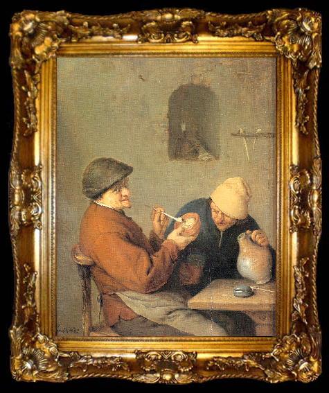framed  Ostade, Adriaen van The Drinker and the Smoker, ta009-2